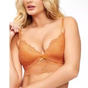 Frederick's of Hollywood Haley Lace Bralette in Desert Sun Orange Sz S NEW‎
